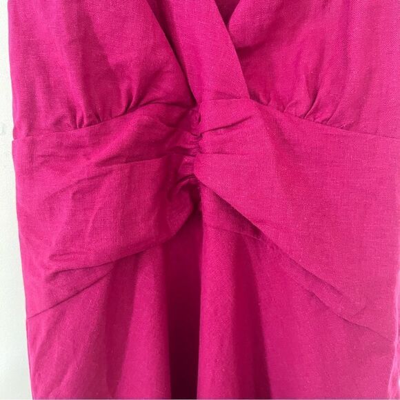 Zara Fushia Purple Linen Blend Halter Maxi Summer Party Wedding Dress - Picture 15 of 16